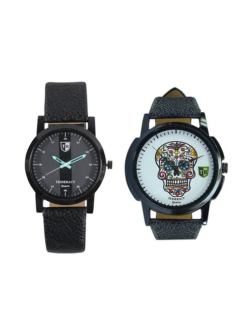 tesseract black dial & skull face men's analogue watches (sbgb019+ubcfs023) - 15344146 - Very Small Image - 1