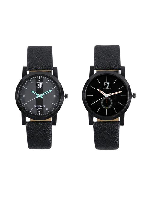 tesseract black dial & black dial men's analogue watches (sbgb019+sbb041) - 15344155 - Very Small Image - 1