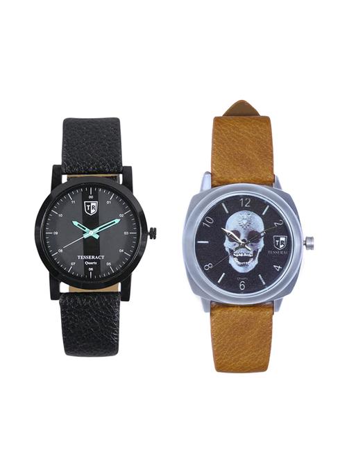 tesseract black dial & black skull face dial men's analogue watches (sbgb019+ubrss049) - 15344159 - Very Small Image - 1