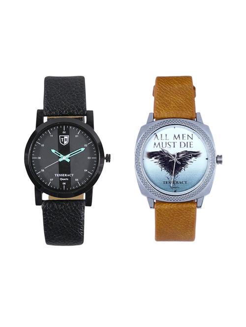 tesseract black dial & game of thrones dial men's analogue watches (sbgb019+ubrgt051) - 15344160 - Very Small Image - 1