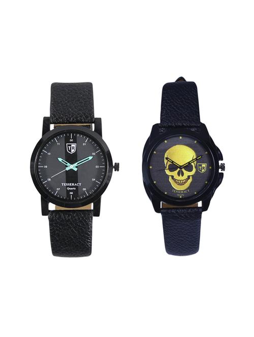tesseract black dial & black skull face dial men's analogue watches (sbgb019+ubgs055) - 15344162 - Very Small Image - 1