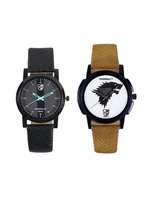 tesseract black dial & game of thrones dial men's analogue watches (sbgb019+ubrwgt061) - 15344165 - Very Small Image - 1