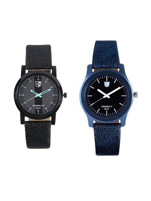 tesseract black dial & black dial men's analogue watches (sbgb019+sblb067) - 15344168 - Very Small Image - 1