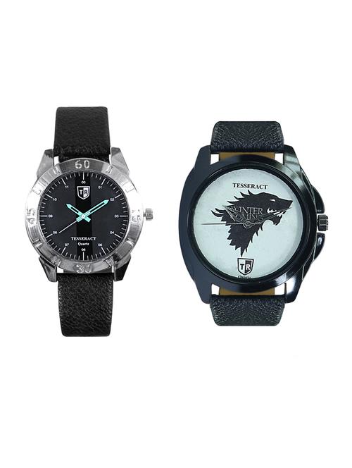 tesseract black dial & game of thrones dial men's analogue watches (sbgb021+ubwgt033) - 15344177 - Very Small Image - 1