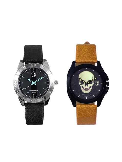 tesseract black dial & black skull face dial men's analogue watches (sbgb021+ubrgs047) - 15344184 - Very Small Image - 1