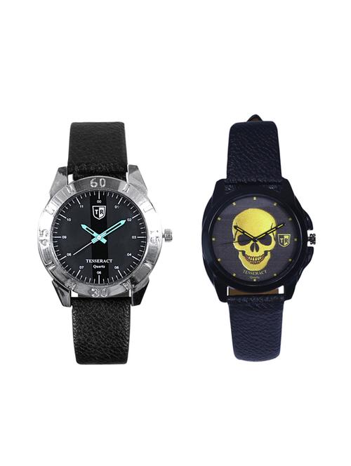 tesseract black dial & black skull face dial men's analogue watches (sbgb021+ubgs055) - 15344188 - Very Small Image - 1
