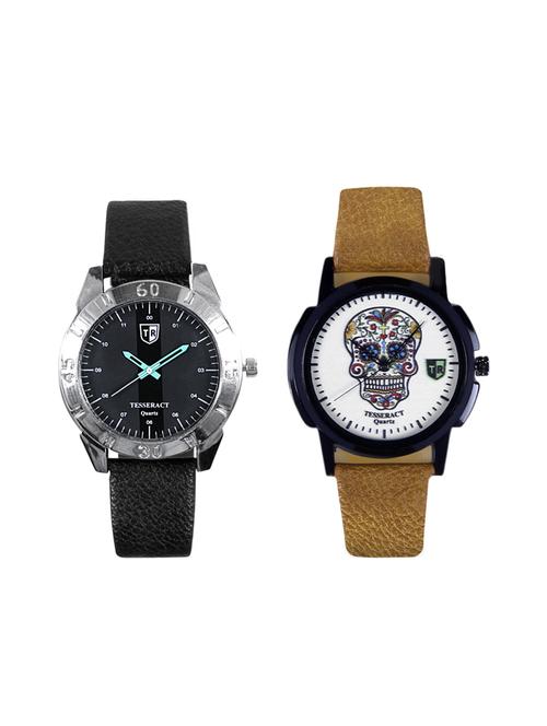 tesseract black dial & white skull face dial men's analogue watches (sbgb021+ubrcfs059) - 15344190 - Very Small Image - 1