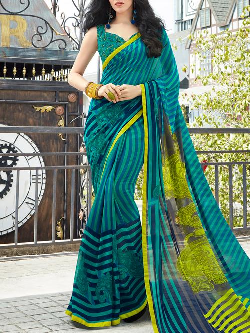 lace border striped saree - 15344241 - Very Small Image - 1