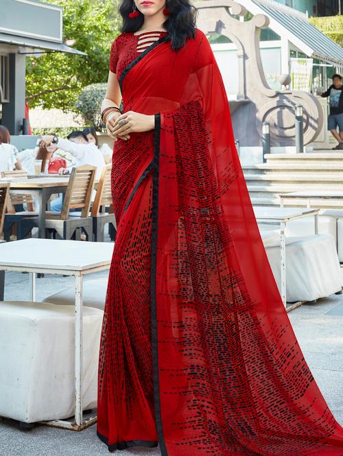 lace border geometrical print saree - 15344242 - Very Small Image - 1