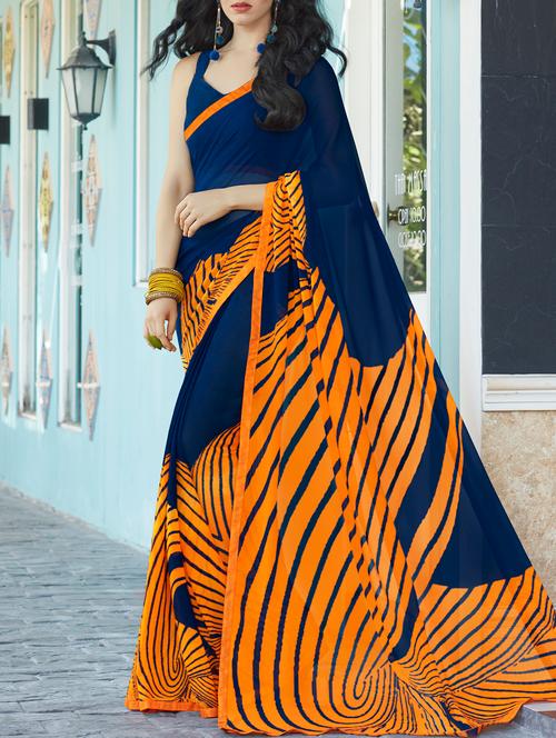 lace border striped saree - 15344244 - Very Small Image - 1