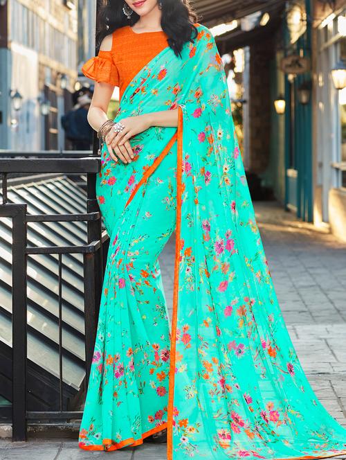 lace border floral saree - 15344249 - Very Small Image - 1