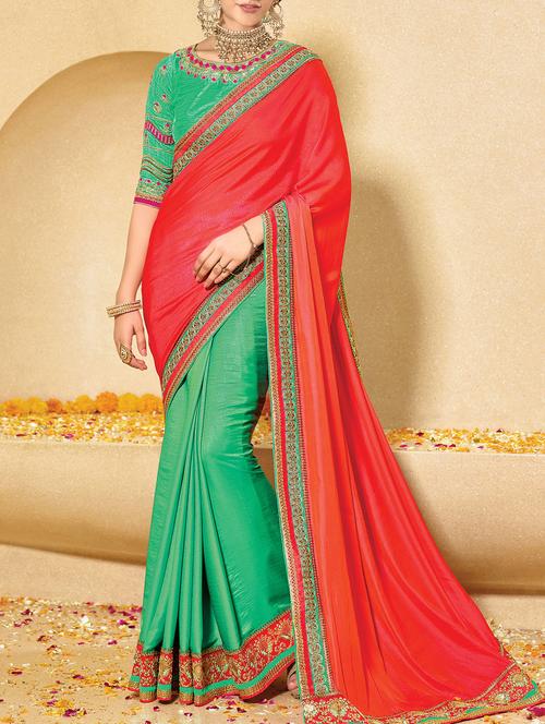 lace border half & half saree - 15344265 - Very Small Image - 1