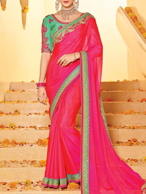 embroidered lace bordered saree - 15344266 - Very Small Image - 1