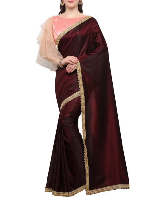 lace border maroon saree - 15344460 - Very Small Image - 1