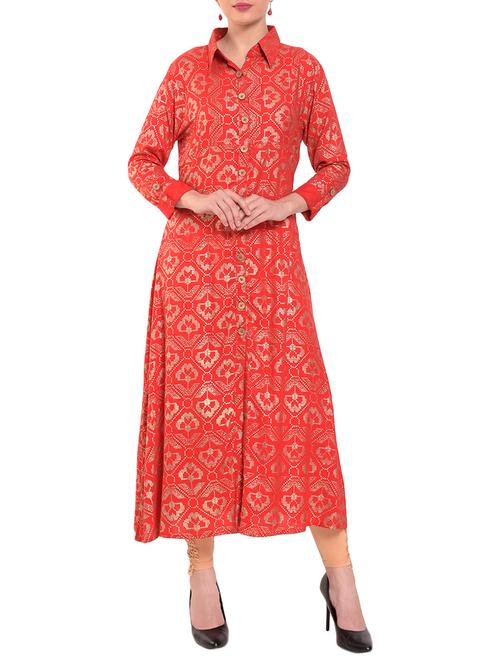 a-line printed kurta - 15344561 - Very Small Image - 1