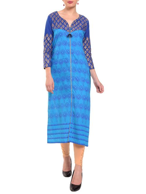 printed straight kurta - 15344565 - Very Small Image - 1