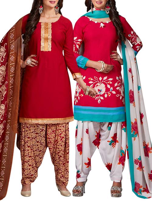 multi colored unstitched combo suit - 15344690 - Very Small Image - 1