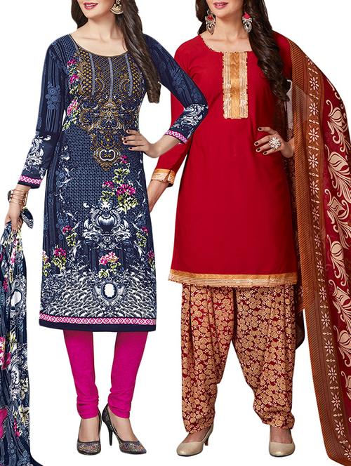 multi colored unstitched combo suit - 15344696 - Very Small Image - 1