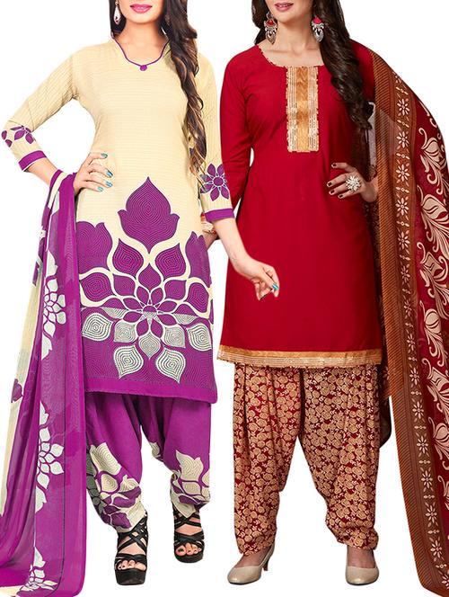 multi colored unstitched combo suit - 15344707 - Very Small Image - 1