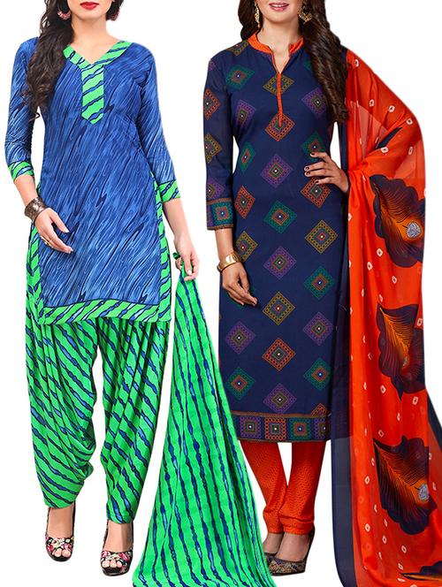 multi colored unstitched combo suit - 15344807 - Very Small Image - 1