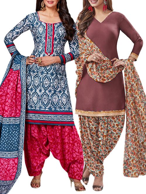 multi colored unstitched combo suit - 15344819 - Very Small Image - 1