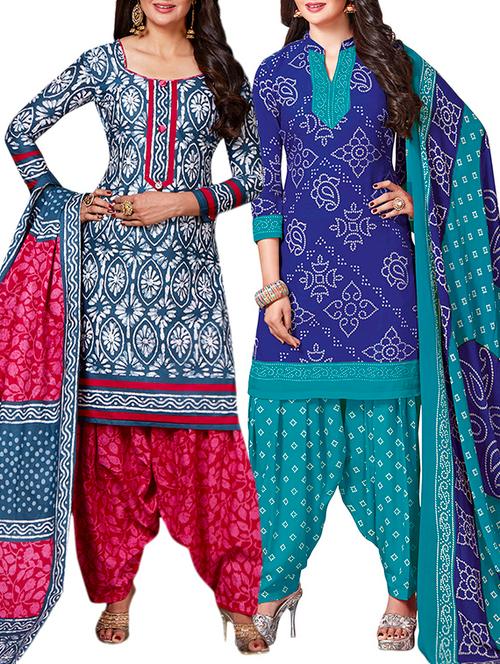 multi colored unstitched combo suit - 15344828 - Very Small Image - 1
