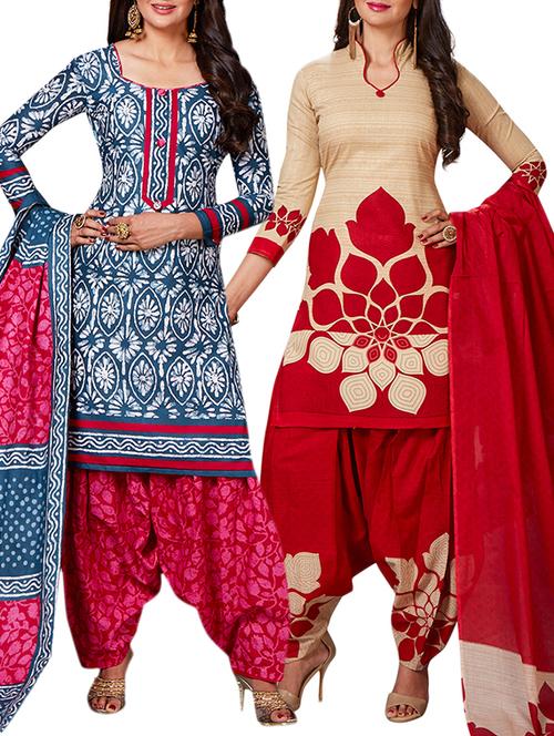 multi colored unstitched combo suit - 15344833 - Very Small Image - 1