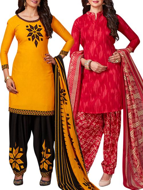 multi colored unstitched combo suit - 15344840 - Very Small Image - 1