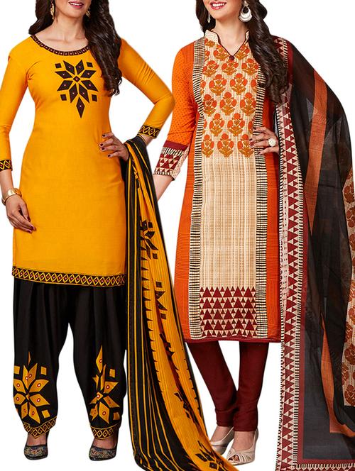 multi colored unstitched combo suit - 15344841 - Very Small Image - 1