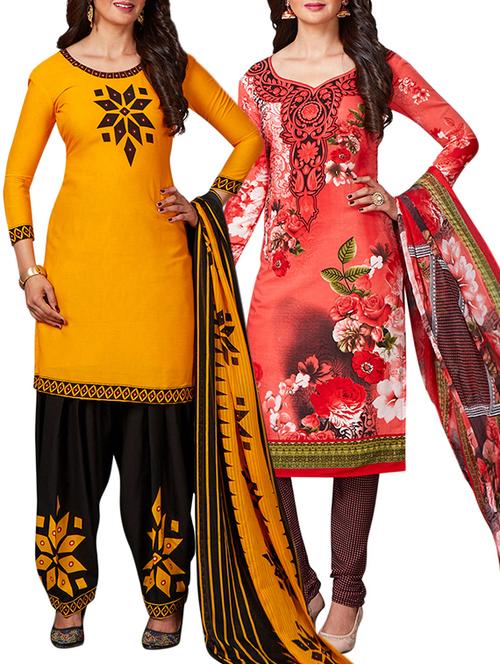 multi colored unstitched combo suit - 15344846 - Very Small Image - 1