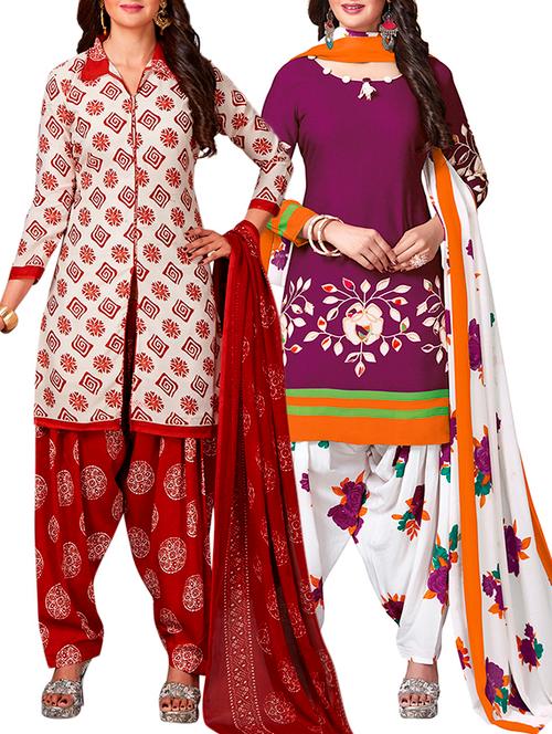 multi colored unstitched combo suit - 15344866 - Very Small Image - 1