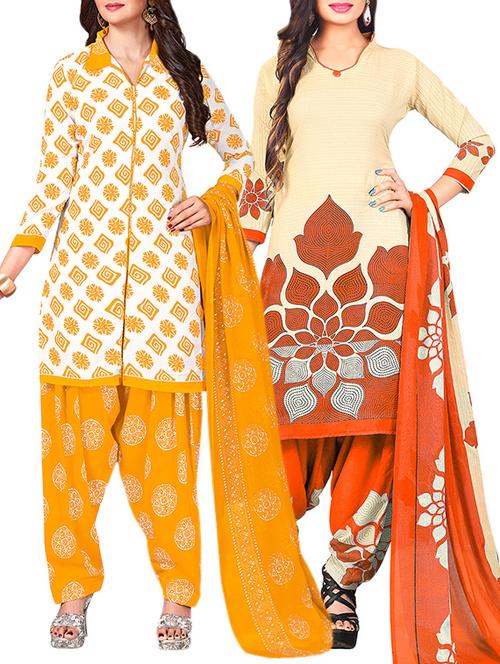 multi colored unstitched combo suit - 15344900 - Very Small Image - 1