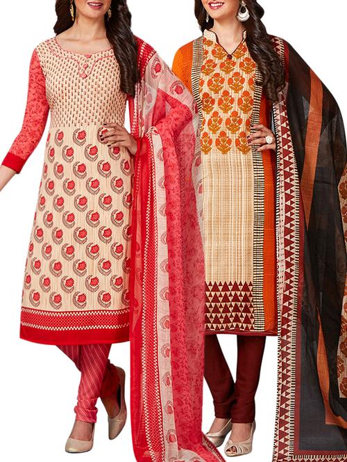 multi colored unstitched combo suit - 15344927 - Very Small Image - 1