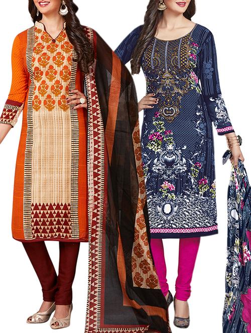 multi colored unstitched combo suit - 15344931 - Very Small Image - 1