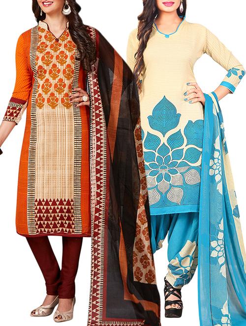 multi colored unstitched combo suit - 15344940 - Very Small Image - 1