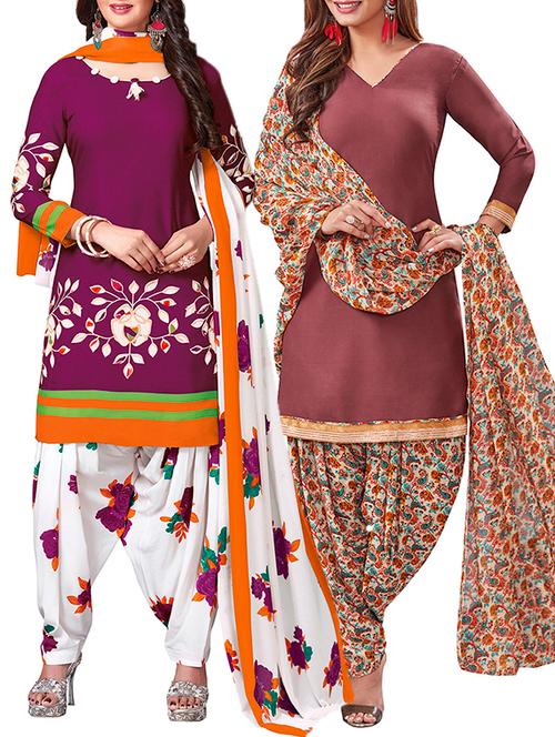 multi colored unstitched combo suit - 15344944 - Very Small Image - 1
