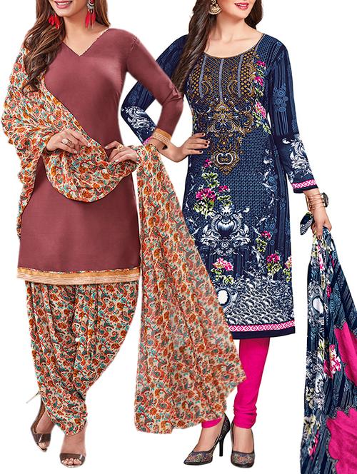 multi colored unstitched combo suit - 15344949 - Very Small Image - 1