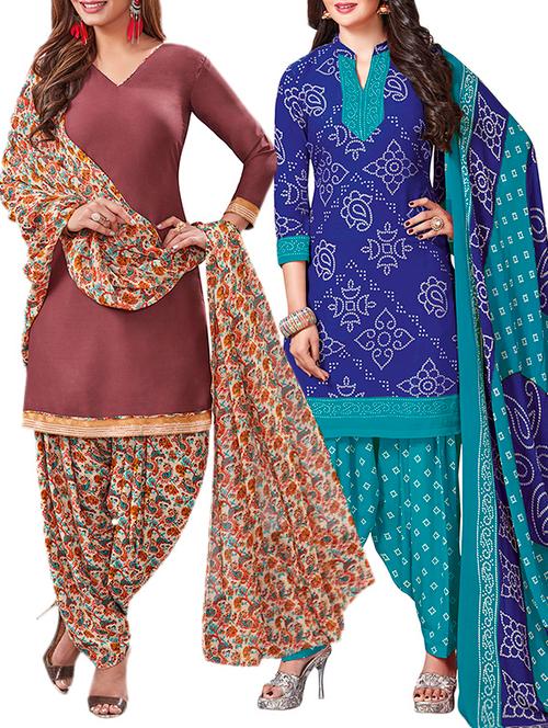 multi colored unstitched combo suit - 15344951 - Very Small Image - 1
