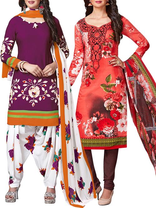 multi colored unstitched combo suit - 15344979 - Very Small Image - 1
