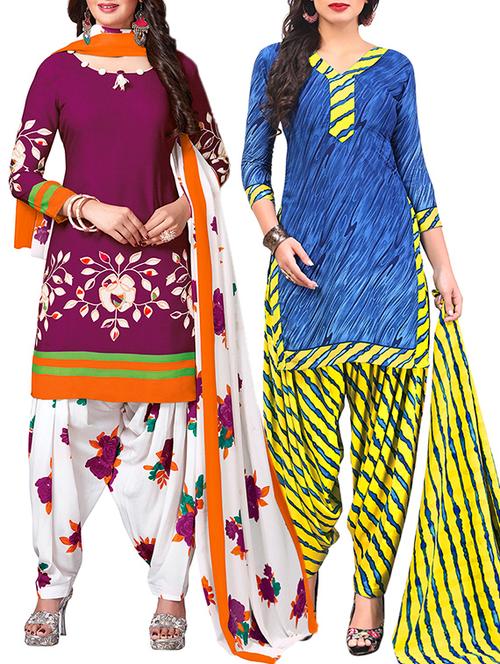 multi colored unstitched combo suit - 15344985 - Very Small Image - 1