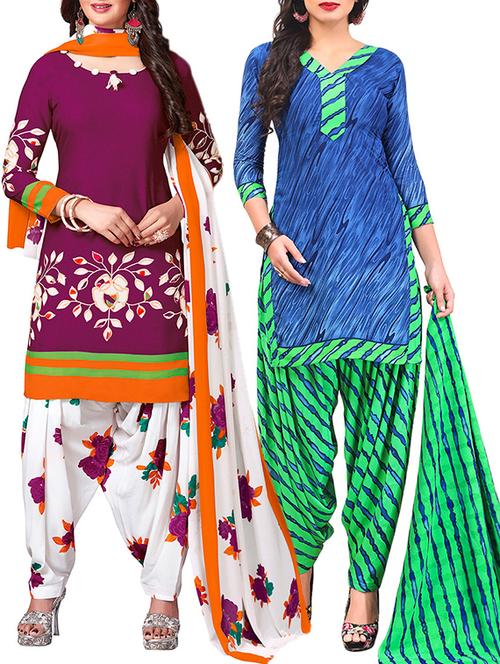 multi colored unstitched combo suit - 15344987 - Very Small Image - 1