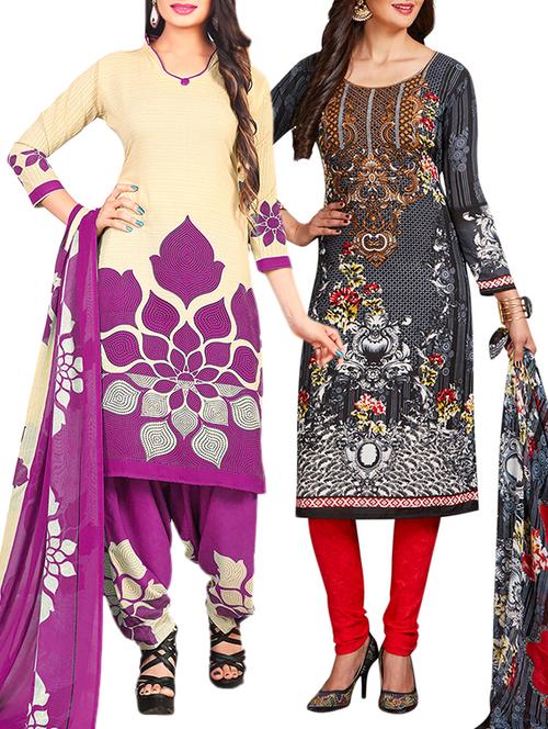 multi colored unstitched combo suit - 15345047 - Very Small Image - 1