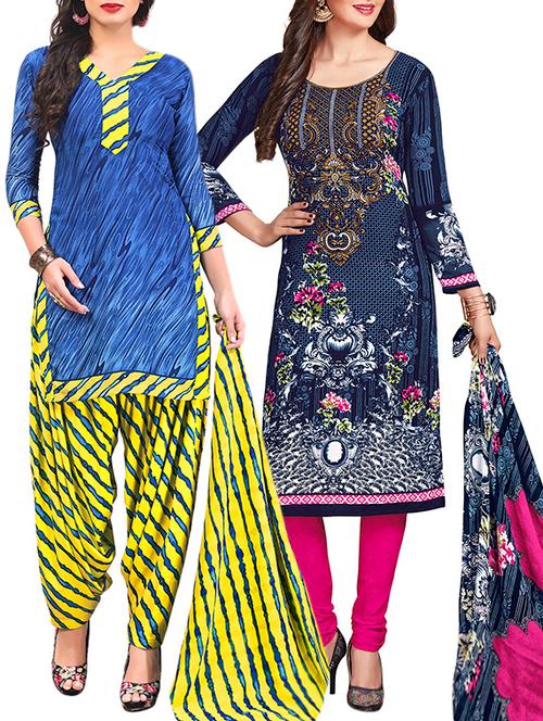 multi colored unstitched combo suit - 15345050 - Very Small Image - 1
