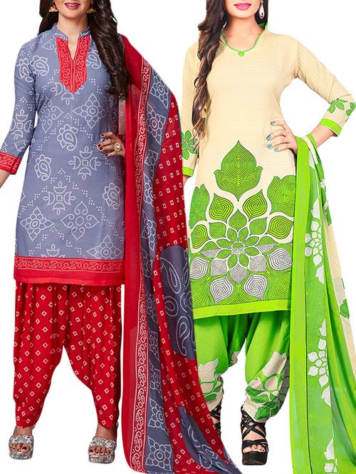 multi colored unstitched combo suit - 15345067 - Very Small Image - 1