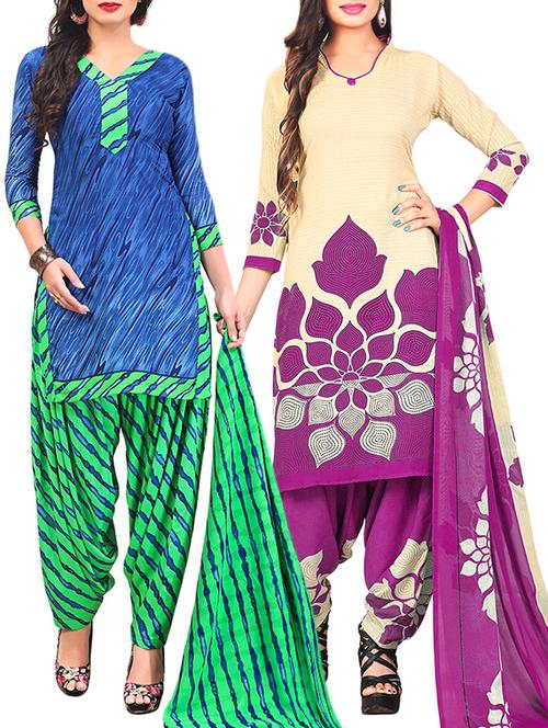 multi colored unstitched combo suit - 15345098 - Very Small Image - 1