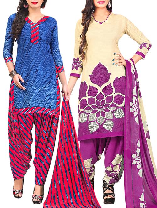 multi colored unstitched combo suit - 15345103 - Very Small Image - 1