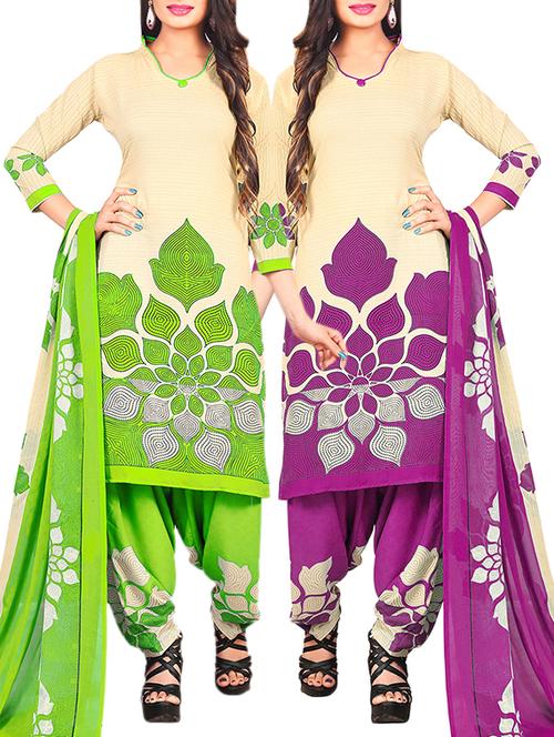 multi colored unstitched combo suit - 15345109 - Very Small Image - 1