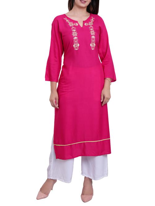 embroidered straight kurta - 15345511 - Very Small Image - 1