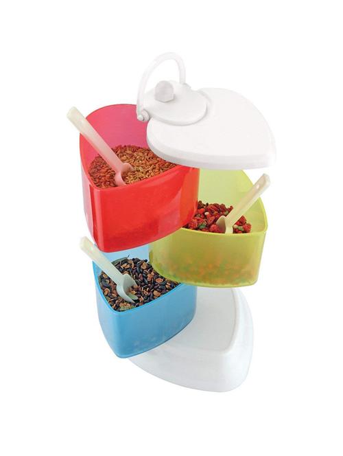 heart shape 3-stage spice rack / masala rack / mukhavas rack - 15345544 - Very Small Image - 1