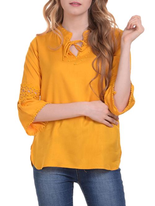 lace trim flute sleeved top - 15345596 - Very Small Image - 1
